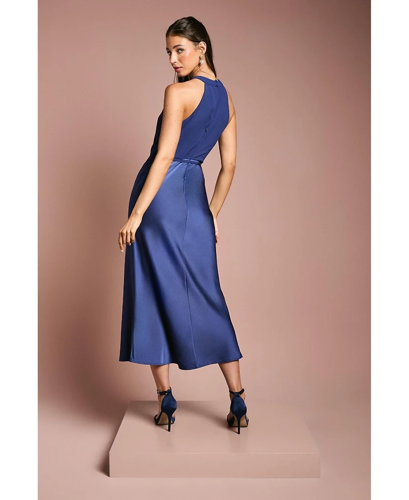 Oasis Women's Satin Halter Neck Bridesmaid Dress