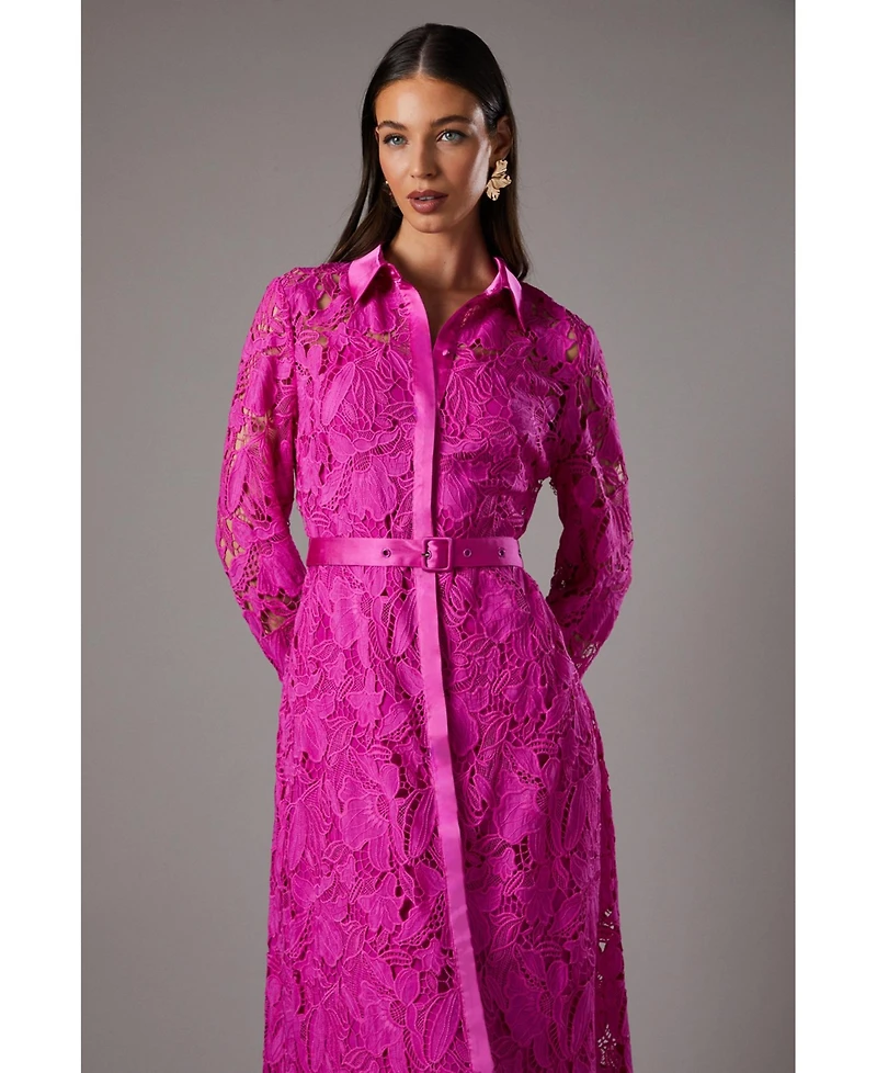 Coast Lace Long Sleeve Shirt Dress