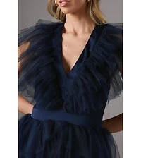 Coast Women's Mesh V-Neck Halter Tiered Maxi Dress