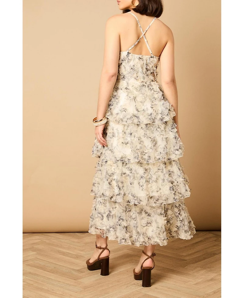 Oasis Women's Floral Textured Strappy Midaxi Dress
