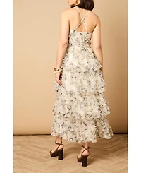 Oasis Women's Floral Textured Strappy Midaxi Dress