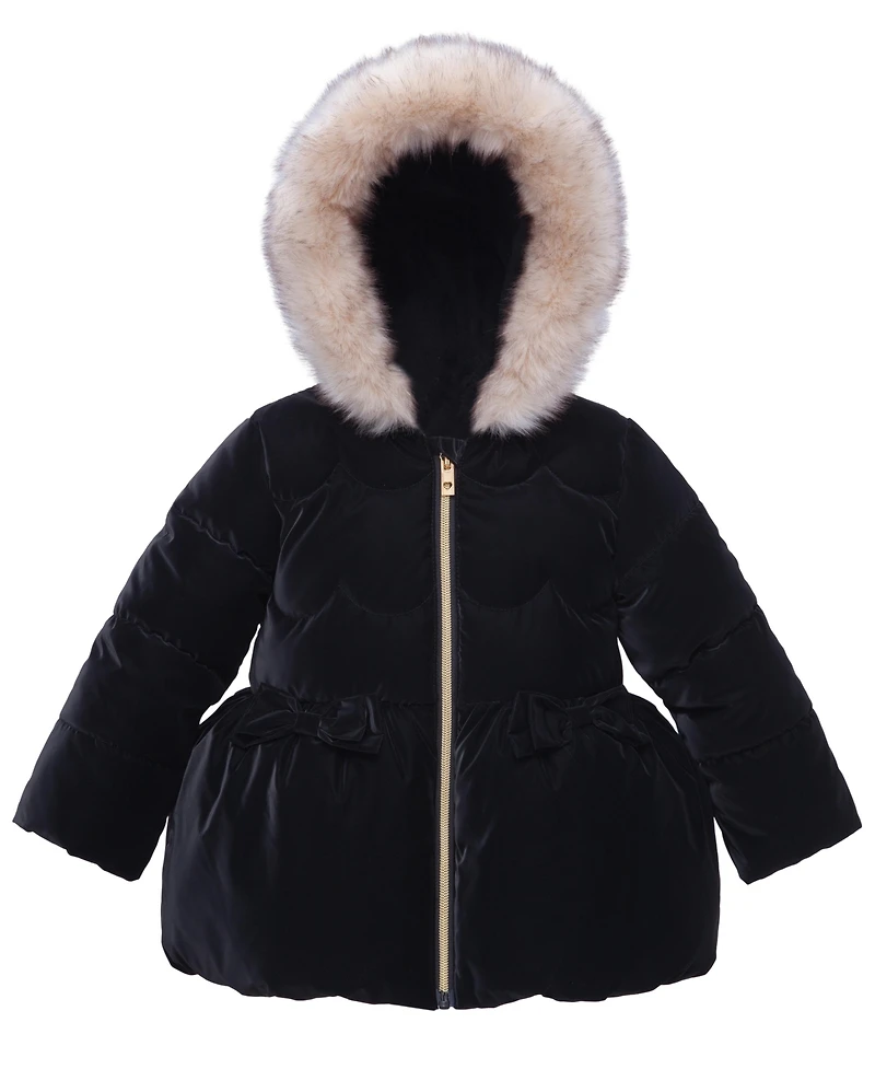 Rokka&Rolla Toddler Girls Luxe Bow Puffer Coat