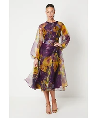 Coast Women's Organza Puff Sleeve Midi Dress
