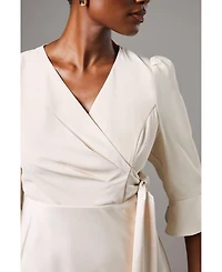 Coast Women's Ruffle Sleeve Satin Wrap Dress