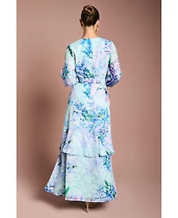 Coast Women's Long Sleeve Chiffon Belted Maxi Dress