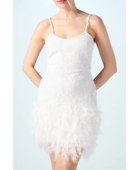 Coast Women's Embellished Feather Bridal Mini Dress