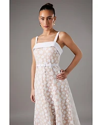Coast Women's Mesh Sequin Belted Midi Dress