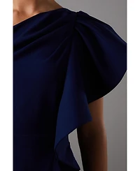 Coast Women's One Shoulder Crepe Ruffle Midi Dress