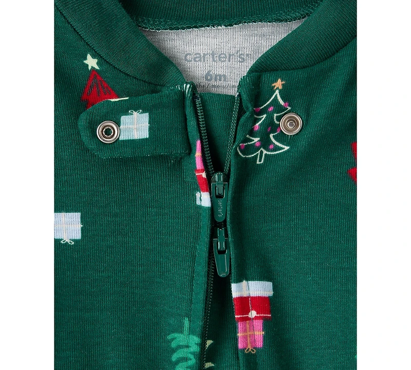 Carter's Baby Boys or Girls Christmas Tree Print Zip-Up Sleep and Play Coverall