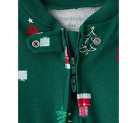 Carter's Baby Boys or Girls Christmas Tree Print Zip-Up Sleep and Play Coverall
