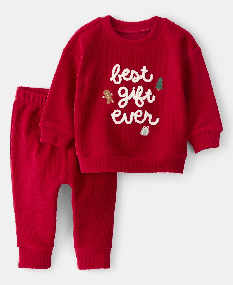 Carter's Baby Boys Best Gift Ever Holiday Sweater and Pants, 2-Piece Set
