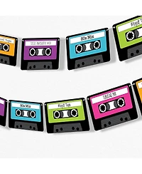 Big Dot of Happiness 80's Retro Garland Banner, 30 Feet of Cord, 15 Double-Sided Paper Cassette Tapes
