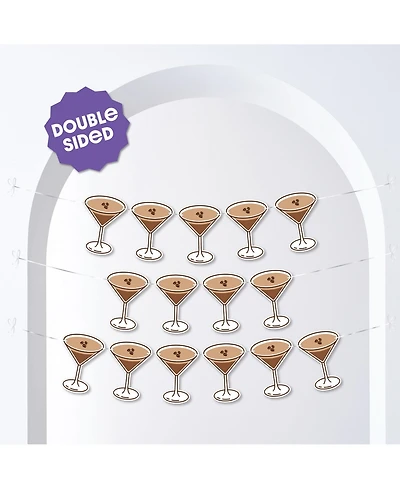 Big Dot of Happiness Espresso A Tini Bit Older Garland Banner, 30 Feet Cord, 15 Double-Sided Martini