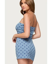 Edikted Womens Lewis Polka Dot Strapless Mini Dress
