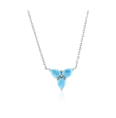 Caribbean Treasures Sterling Silver, Pear-Shaped Triple Cluster Larimar Necklace