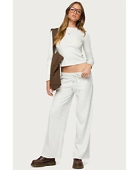 Edikted Women's Cicilia Straight Leg Ribbed Pants