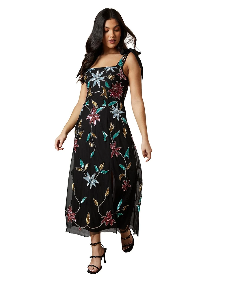 Oasis Floral Embellished Split Midi Dress