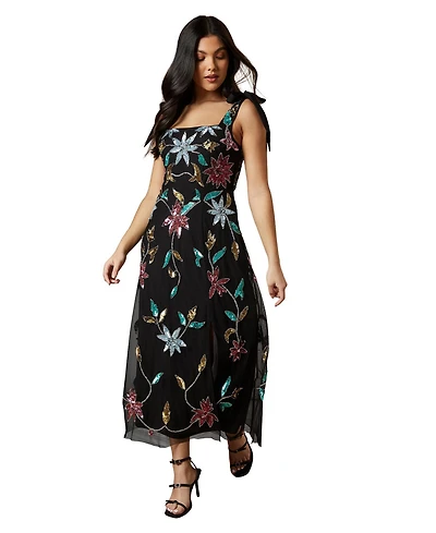 Oasis Floral Embellished Split Midi Dress