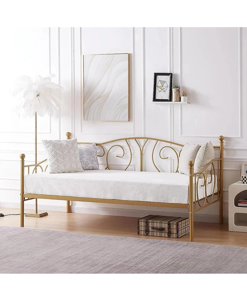 Slickblue Decorative French Country Daybed Frame in Metal for Living Room or Bedroom