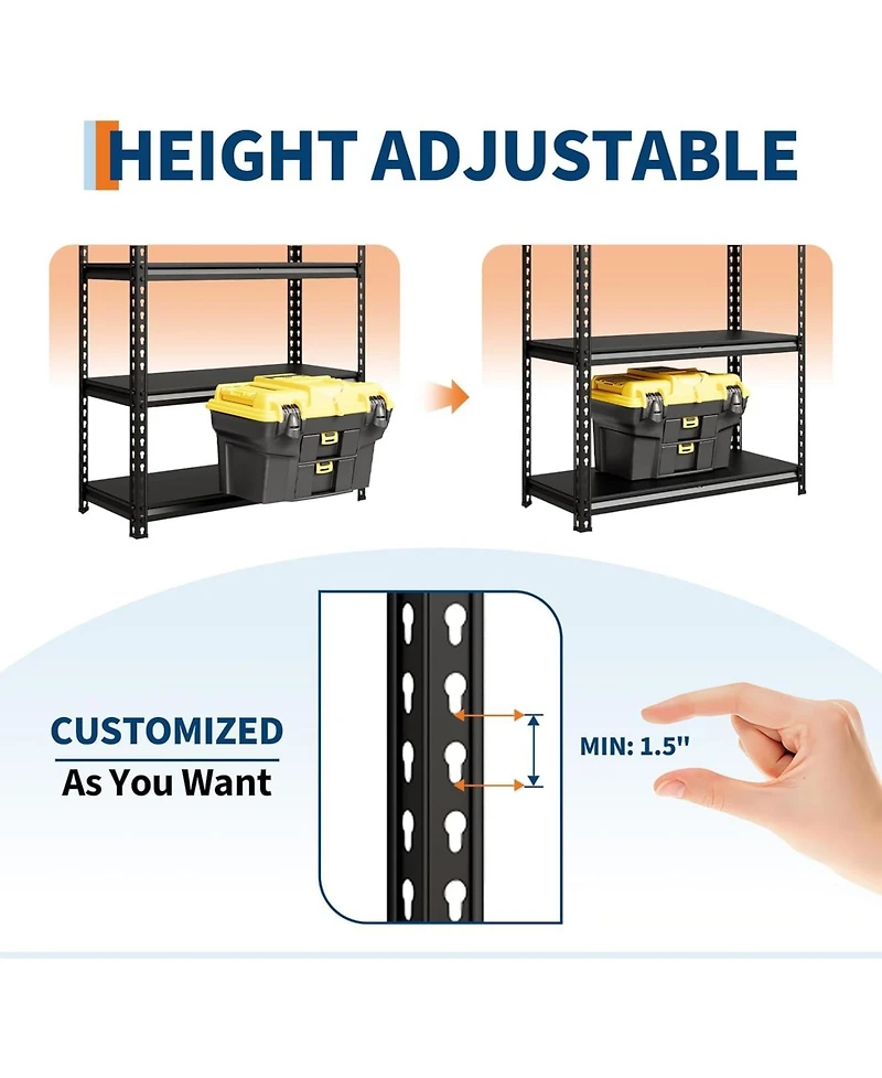 Gaomon 3-Tier Steel Garage Shelving Unit, 36" W x 16" D x 36" H, Adjustable Steel Utility Storage Rack with Metal Shelves, 770 Lbs/Shelf Capacity, for