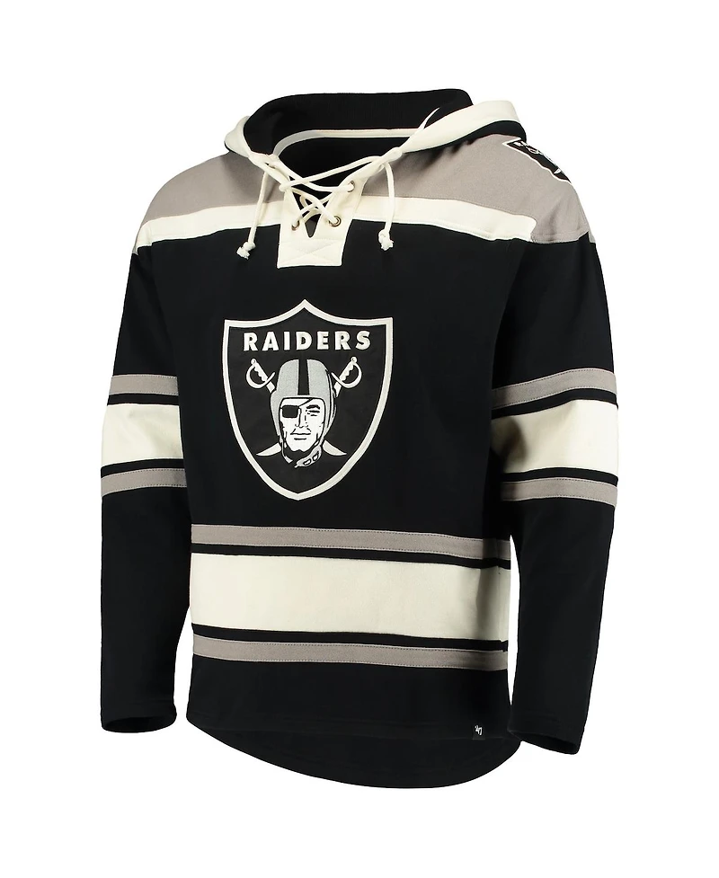 '47 Brand Men's Black Las Vegas Raiders Lacer V-Neck Pullover Hoodie
