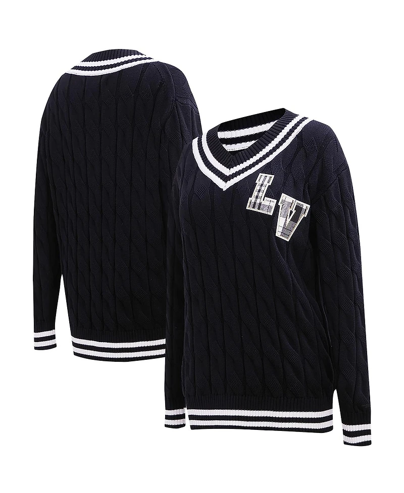 Pro Standard Women's Black Las Vegas Raiders Prep V-Neck Pullover Sweater