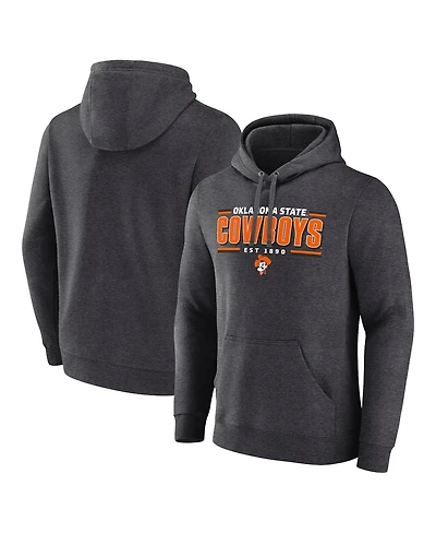 Fanatics Men's Heather Charcoal Oklahoma State Cowboys Horizontal Block Fleece Pullover Hoodie