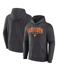 Fanatics Men's Heather Charcoal Oklahoma State Cowboys Horizontal Block Fleece Pullover Hoodie