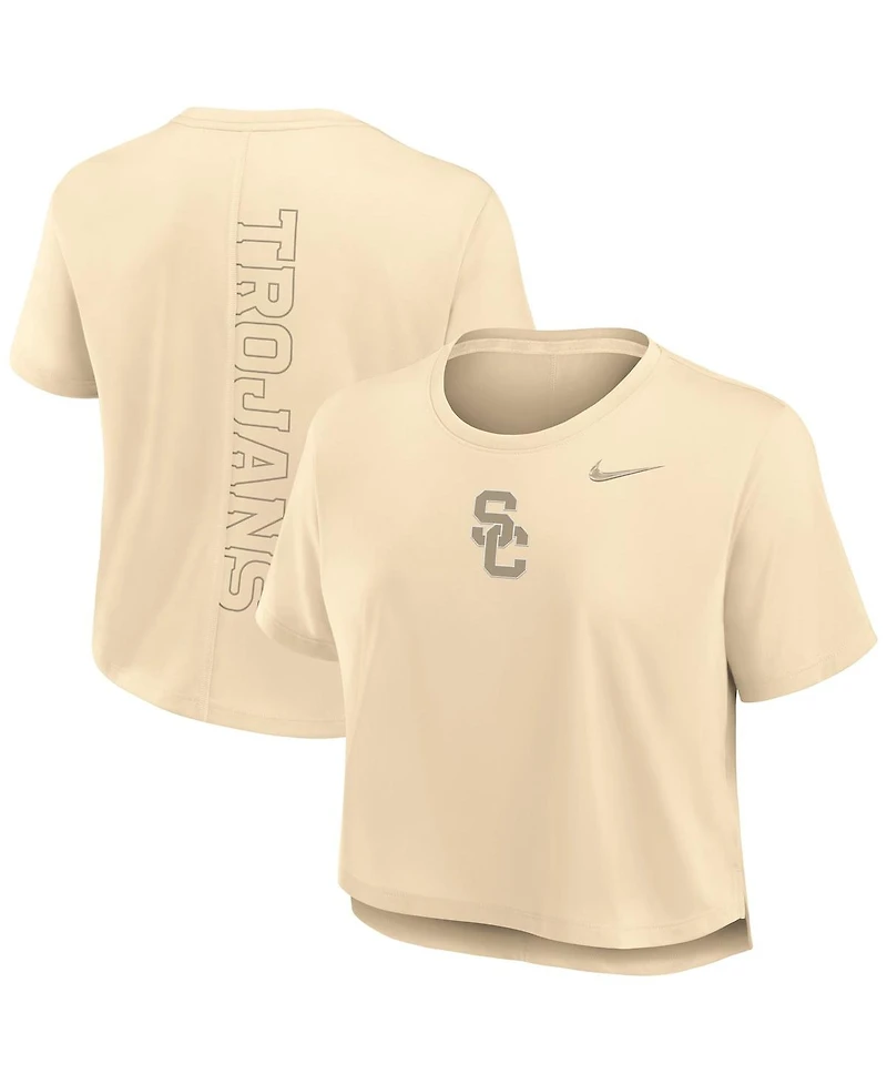 Nike Women's Tan Usc Trojans Performance Cropped T-Shirt