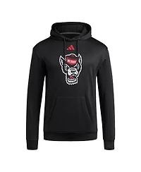 Adidas Men's Black Nc State Wolfpack Locker Logo Fleece Pullover Hoodie