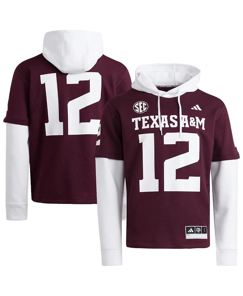Adidas Men's Maroon Texas A M Aggies Jersey Pullover Hoodie