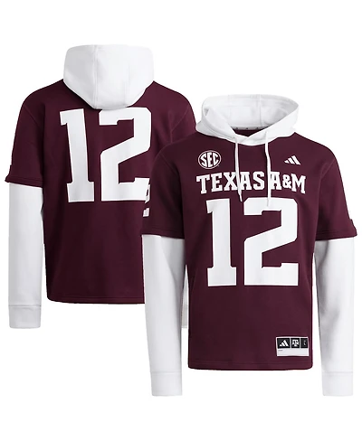 Adidas Men's Maroon Texas A M Aggies Jersey Pullover Hoodie