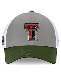 Top of the World Men's Gray/Green Texas Tech Red Raiders Oht Military Appreciation Badge Trucker Adjustable Hat