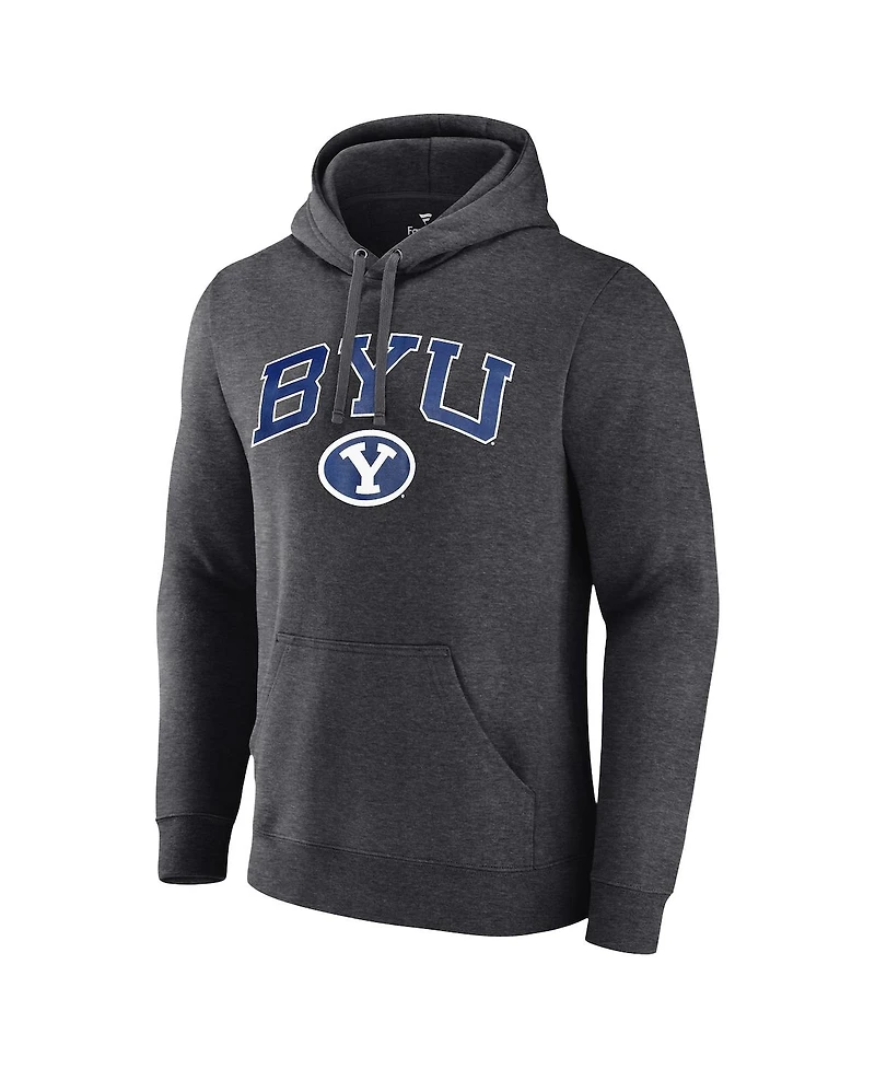 Fanatics Unlabeled Men's Heather Charcoal Byu Cougars Fleece Pullover Hoodie