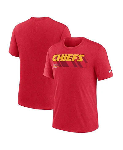 Nike Men's Heather Red Kansas City Chiefs Long Pass Tri-Blend T-Shirt
