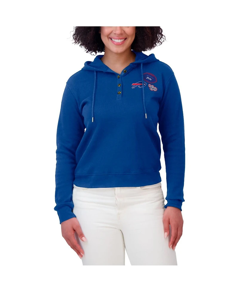 Wear by Erin Andrews Women's Royal Buffalo Bills Waffle Hoodie Pullover Top