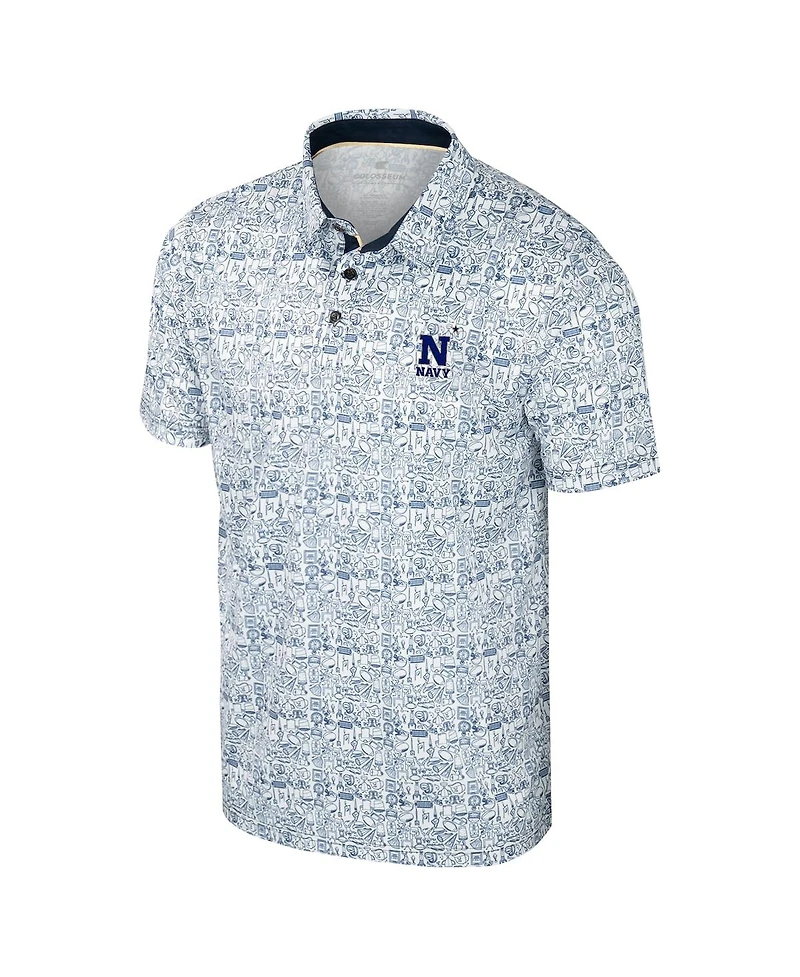 Colosseum Men's Navy Midshipmen It's Time Allover Print Polo Shirt