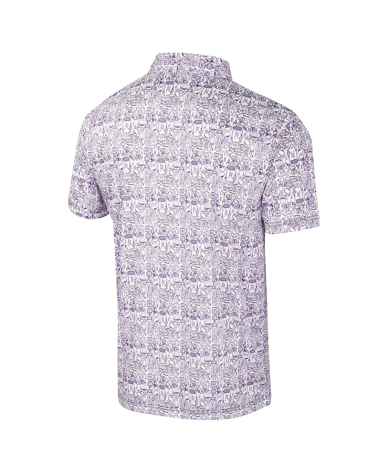 Colosseum Men's Purple Tcu Horned Frogs It's Time Allover Print Polo Shirt