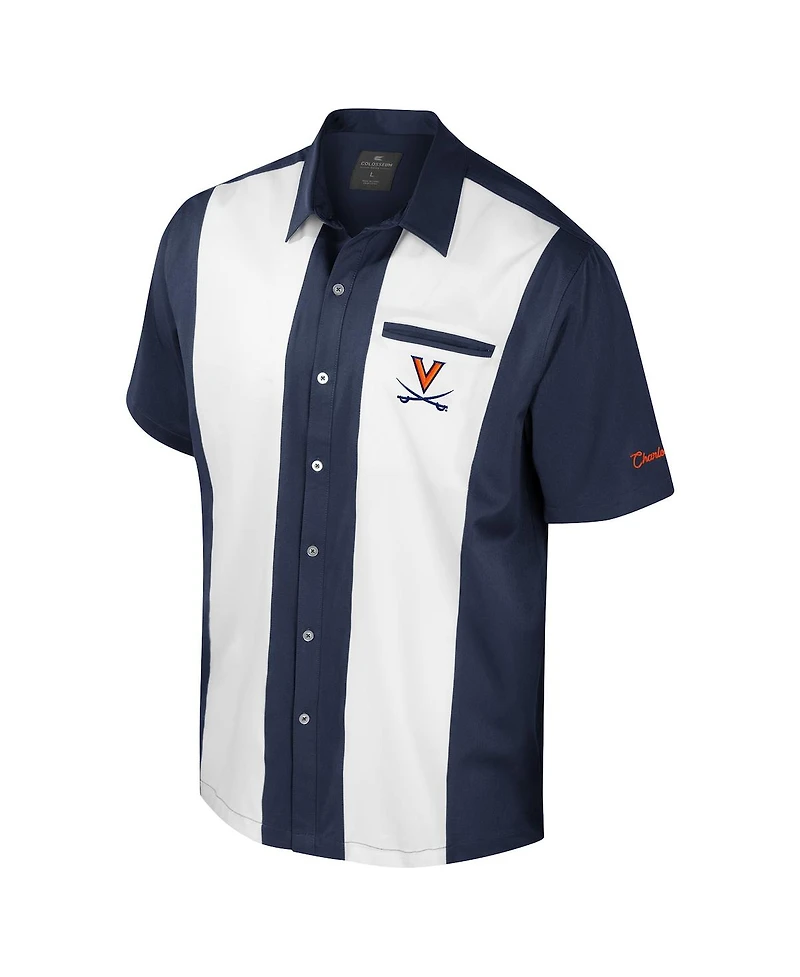 Colosseum Men's Navy Virginia Cavaliers Strike Bowling Button-Up Shirt