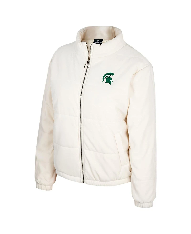 Colosseum Women's Cream Michigan State Spartans So Hot Right Now Quilted Puffer Full-Zip Jacket