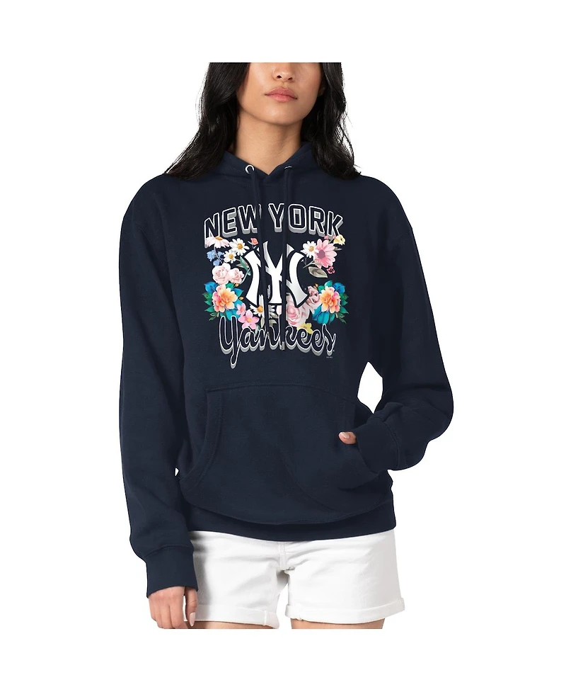 G-iii 4Her by Carl Banks Women's Navy New York Yankees Flowers Graphic Pullover Hoodie