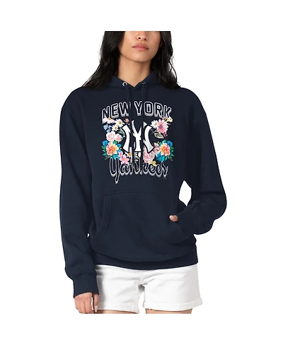 G-iii 4Her by Carl Banks Women's Navy New York Yankees Flowers Graphic Pullover Hoodie