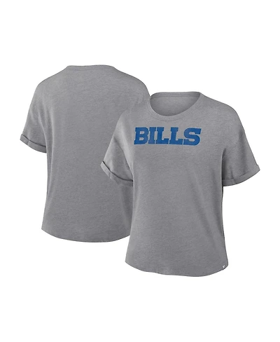 Fanatics Women's Heather Gray Buffalo Bills Swing Pass Tri-Blend Boxy T-Shirt