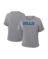 Fanatics Women's Heather Gray Buffalo Bills Swing Pass Tri-Blend Boxy T-Shirt