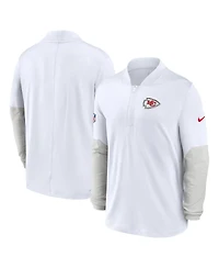 Nike Men's White Kansas City Chiefs Sideline Feel The Pressure Performance Half-Zip Pullover