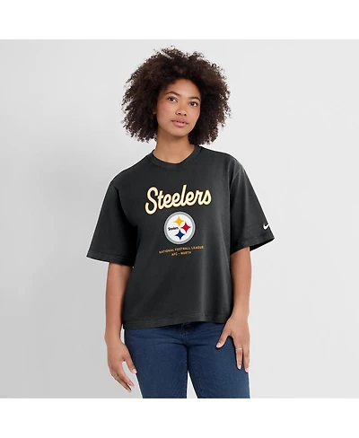 Nike Women's Black Pittsburgh Steelers Essential Script Relaxed Boxy T-Shirt