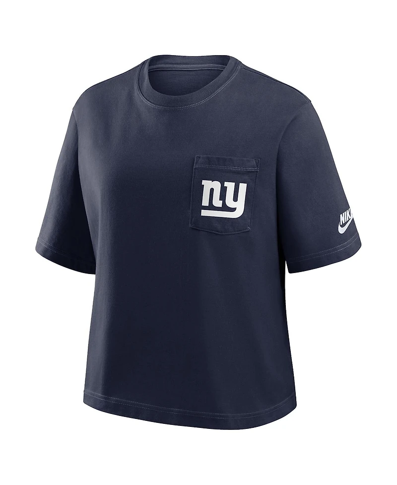 Nike Women's Royal New York Giants Rewind Pocket Boxy T-Shirt