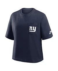 Nike Women's Royal New York Giants Rewind Pocket Boxy T-Shirt
