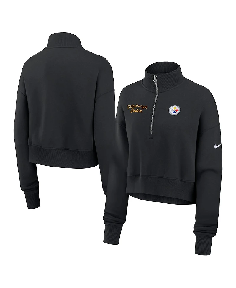 Nike Women's Black Pittsburgh Steelers Primetime Phoenix Half-Zip Sweatshirt