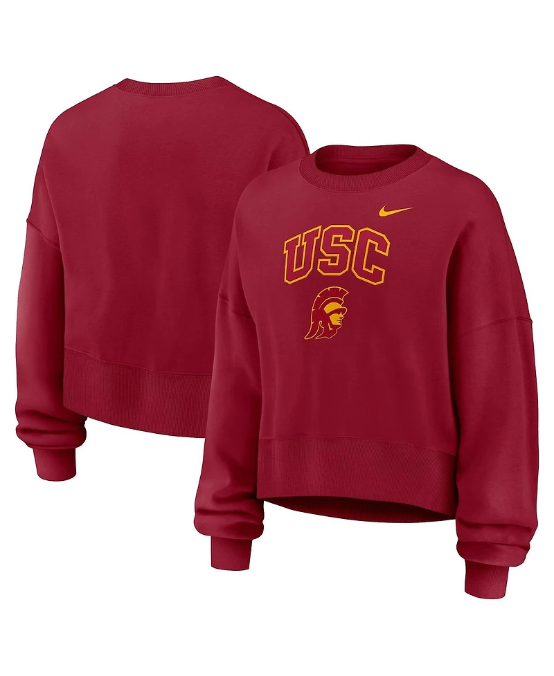 Nike Women's Cardinal Usc Trojans Oversized Phoenix Arch Pullover Sweatshirt